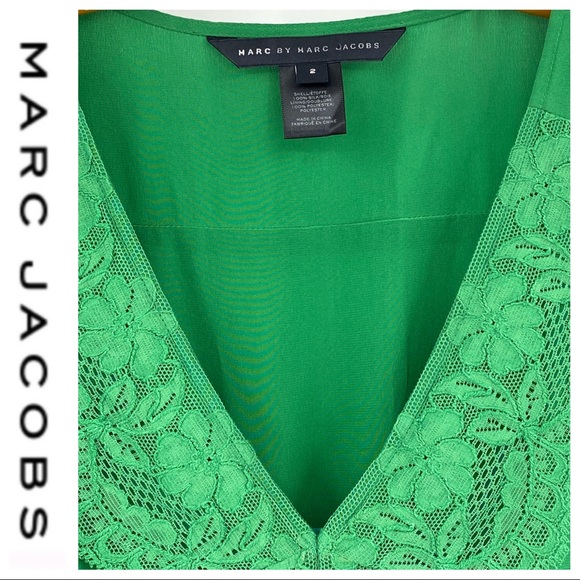 💕SALE 💕 Marc by Marc Jacobs Mariko Green Silk Dress - Picture 5 of 8